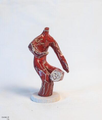 Red Ceramic Dancer – Raised Leg Pose Figurine