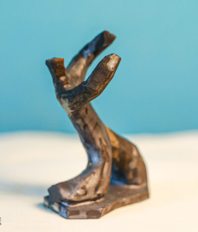 Black Ceramic Dancer Sculpture – Contemporary Handmade Art
