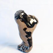 ceramic foot with motivation quote glazed with dark bronze