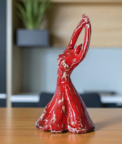 Handmade Ceramic Dancer Sculpture with Wooden Gift Box