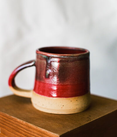 Red Handmade Ceramic Mug – Unique 170 ml Stoneware Cup